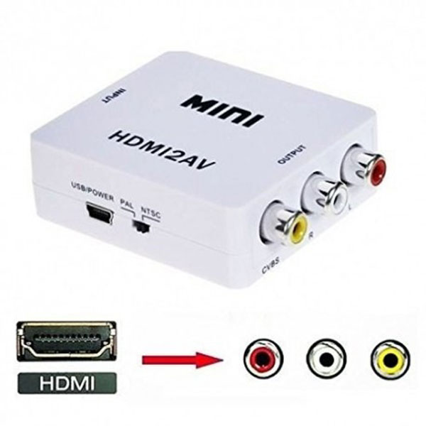 Convertidor RCA a HDMI, adaptador de convertidor AV a HDMI 2 en  1 salida (1 RCA y 1 HDMI adentro) salida HDMI con cable HDMI compatible 4K  @60Hz 3D 1080P para