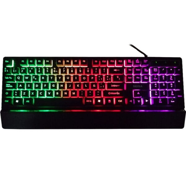 Teclado Gamer Seisa Con Reposa Muñecas Luces Led - Imagen 2